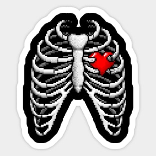 Retro at Heart - Pixel art ribcage Sticker